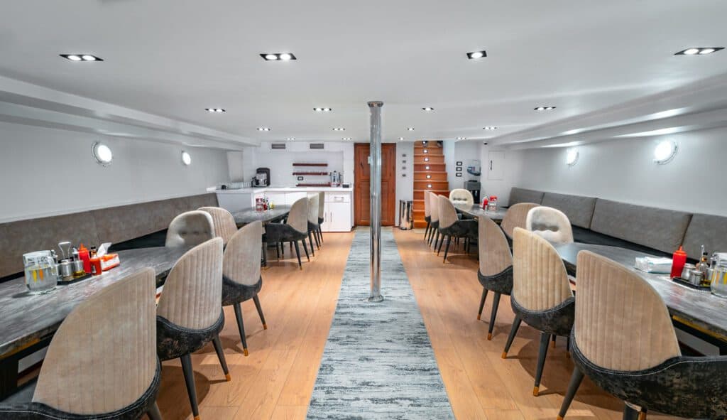 Interior and deck spaces aboard MY Anemone Turquoise